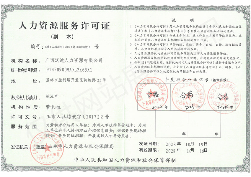 人力资源服务许可证